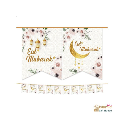 Eid party banner UK – Ramadan Kareem and Eid Mubarak linen bunting decor