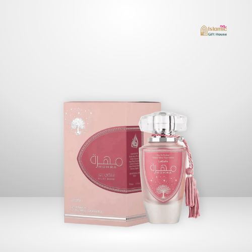 Authentic Lattafa Mohra Silky Rose with fruity, floral, and vanilla notes