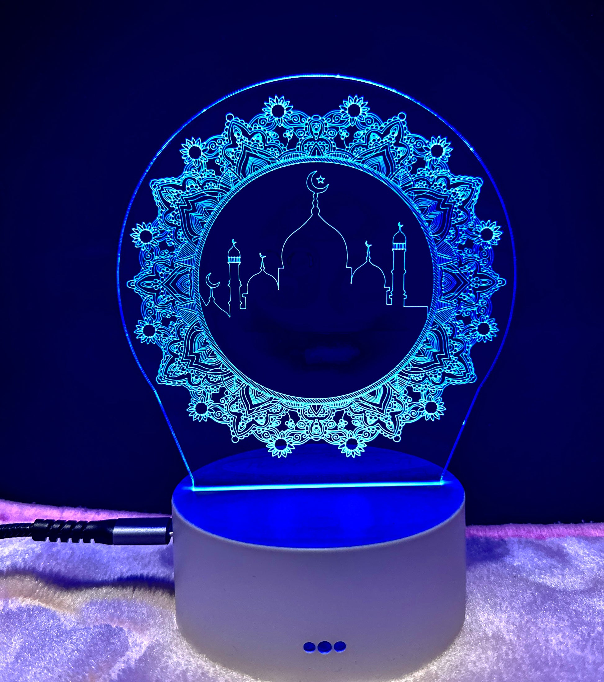 Mosque design Islamic acrylic table lamp – color-changing Ramadan night light for home
