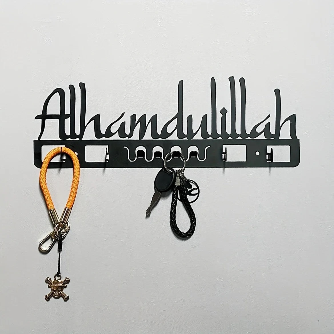 Alhamdulillah black Islamic calligraphy key wall hanger – Alhamdulillah design for Muslim homes