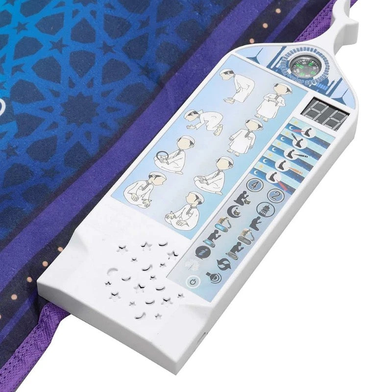 My Salah Mat showing salah steps and wudu learning for children – premium polyester prayer mat