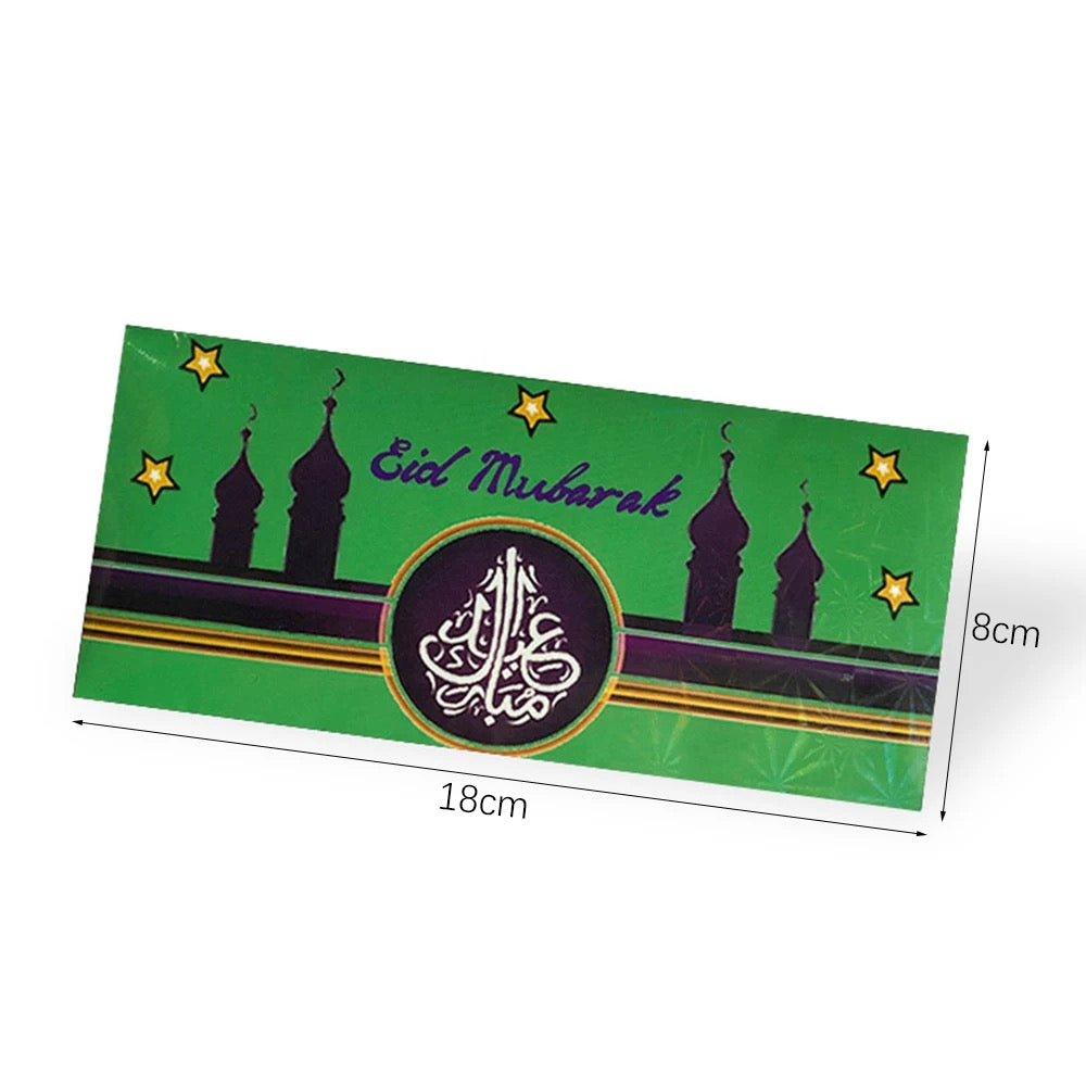 Green eid mubarak envelope with Arabic