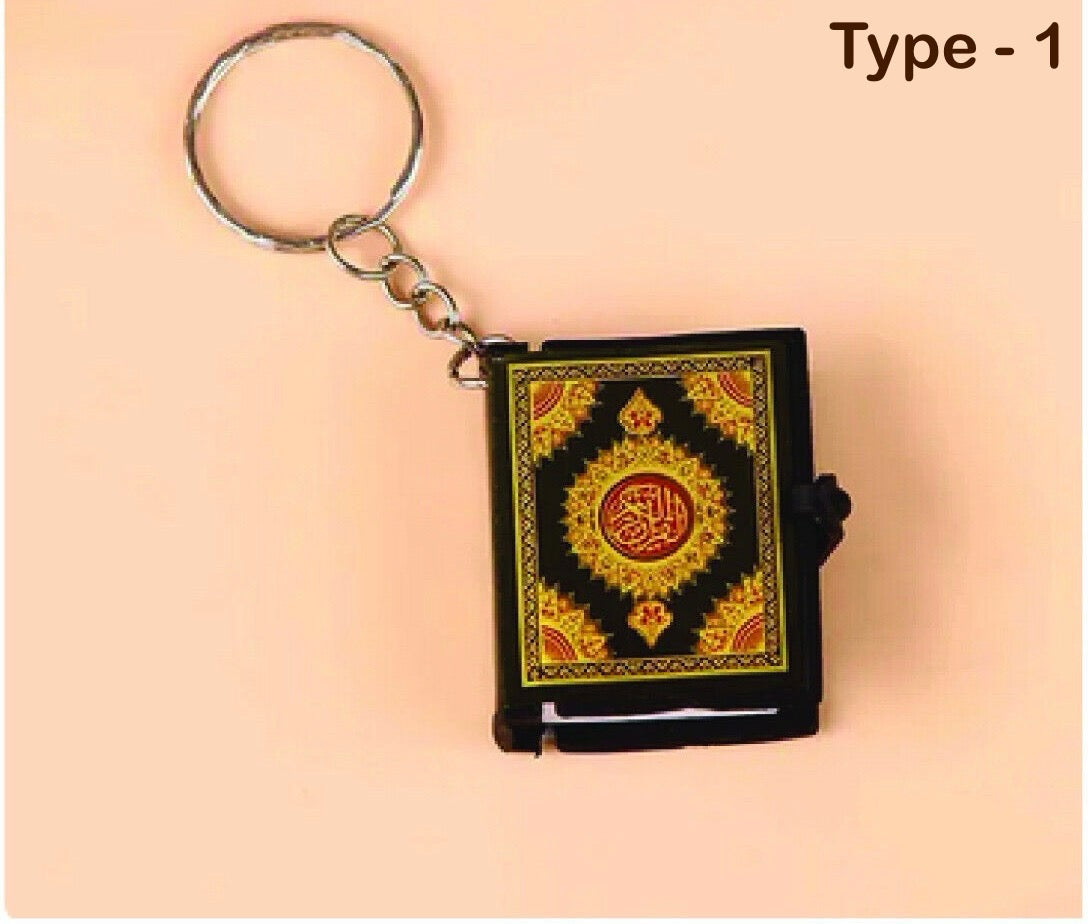 Islam Style Mini Quran Book Vintage Keychain Holder Ring Pendant Decor Gift